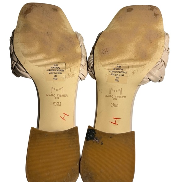 Marc Fisher Woven Faux Leather Moral Slide Sandals, Size 9.5M, Light Natural - Picture 8 of 13